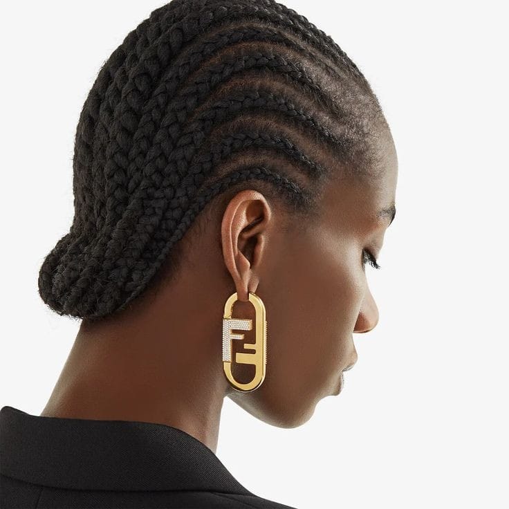 Elegant Fendi-Inspired Gold Jewelry Set – Bracelet & Earrings